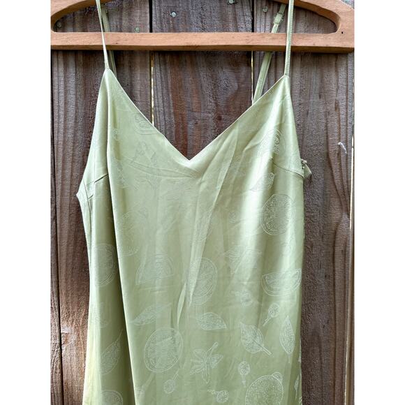 Pistachio Green Slip Dress / lime print / bias - Picture 3 of 8